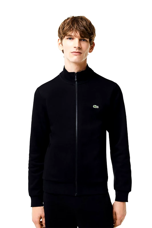 LACOSTE Lacoste ανδρική ζακέτα φούτερ fleece με ψηλό λαιμό και κεντημένο λογότυπο Regular Fit - SH9622 Μαύρο