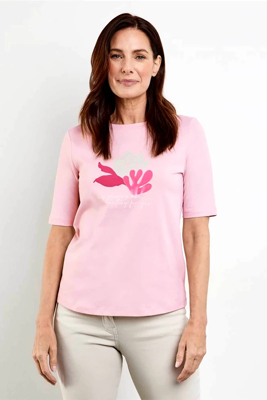 GERRY WEBER Gerry Weber γυναικείο T-shirt με graphic print - 270029-44041 Ροζ