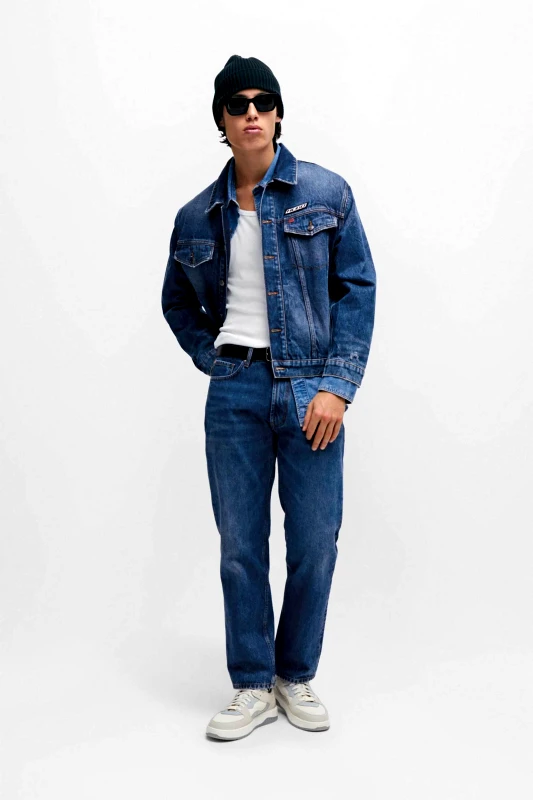 HUGO Hugo Boss ανδρικό τζην παντελόνι μονόχρωμο με all-over stonewashed effect "Ηugο 640" - 50507477 Denim Blue