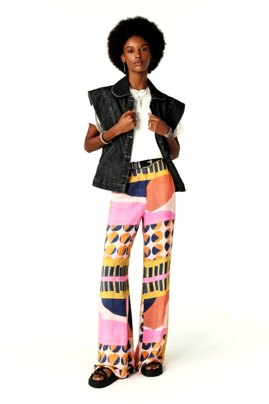 BA&SH ba&sh γυναικείο παντελόνι εμπριμέ "Mallory" - 1E24MALL Ροζ