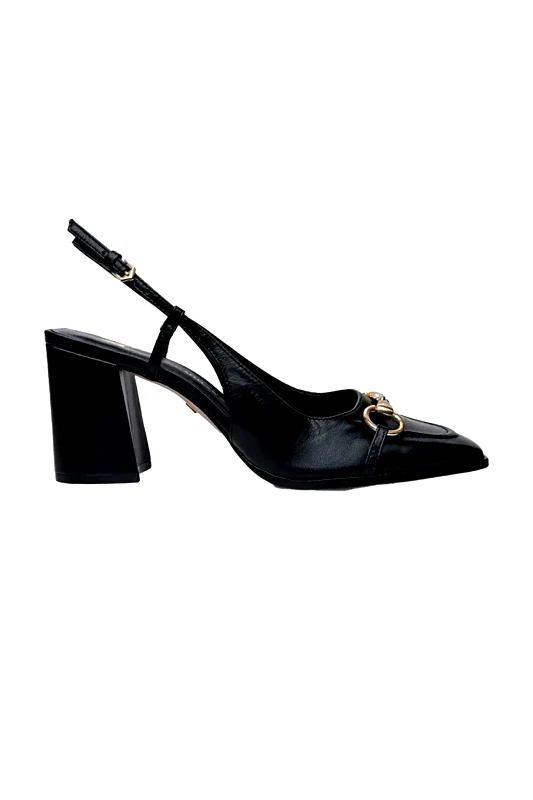 CARRANO Carrano γυναικείες δερμάτινες γόβες slingback - E67410 Μαύρο