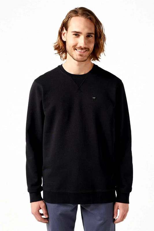 WRANGLER Wrangler® ανδρική μπλούζα φούτερ με λογότυπο Regular Fit "Sign Off" - 112350535-** Μαύρο