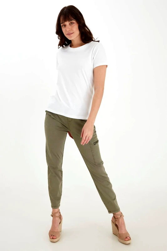 FRANSA Fransa γυναικείο T-shirt μονόχρωμο Regular Fit - 20605388 Λευκό