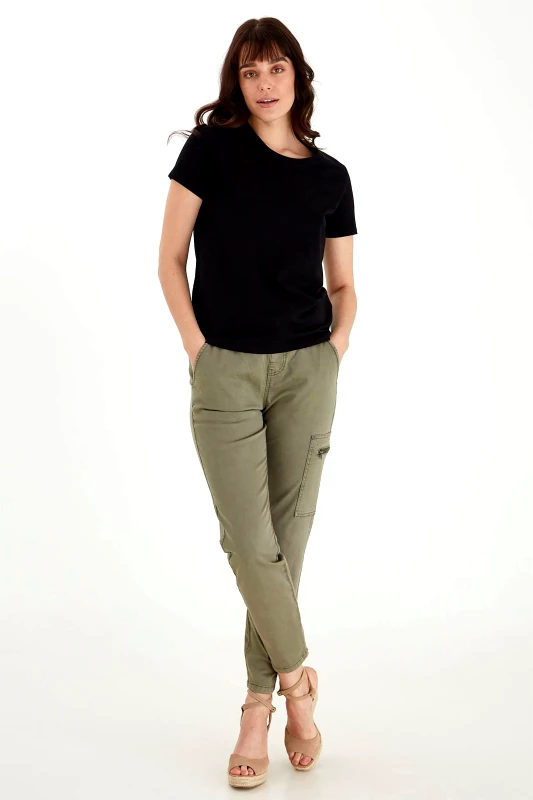 FRANSA Fransa γυναικείο T-shirt μονόχρωμο Regular Fit - 20605388 Μαύρο