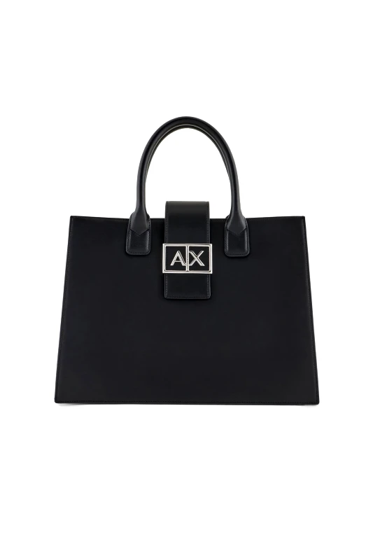ARMANI EXCHANGE Armani Exchange γυναικεία τσάντα χειρός με μεταλλικό λογότυπο - XW000305AF12039 Μαύρο
