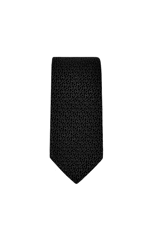 HUGO Hugo Boss ανδρική μεταξωτή γραβάτα με πουά σχέδιο - 50545801 Μαύρο