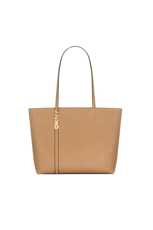 DKNY DKNY γυναικεία δερμάτινη τσάντα χειρός με λογότυπο "Avril" - R52AKG54 Καμηλό