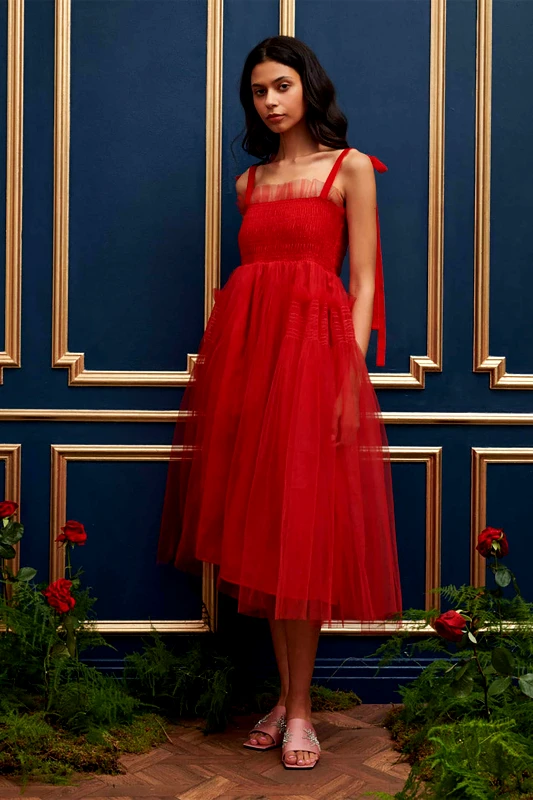 SISTER JANE Sister Jane γυναικείο midi φόρεμα με τούλι "Palace" - DRD549RED Κόκκινο