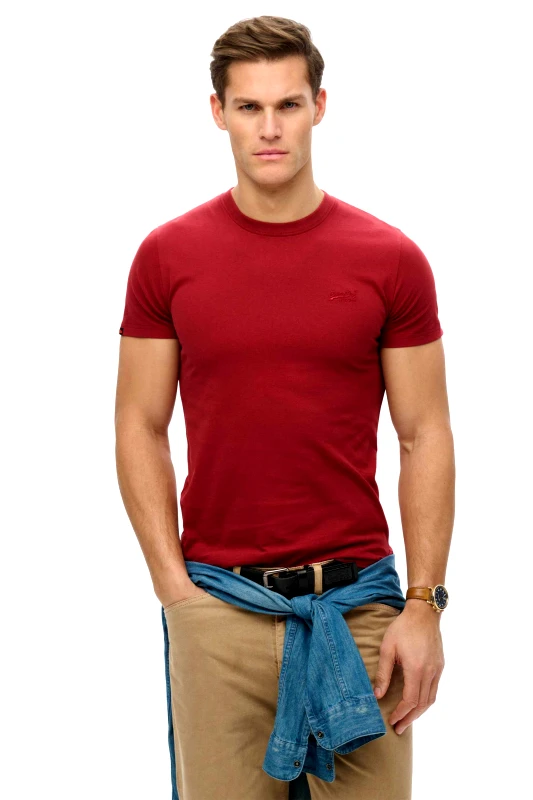SUPERDRY & CO Superdry ανδρικό T-shirt με κεντημένο λογότυπο Slim Fit "Essential" - M1011245B Μπορντό