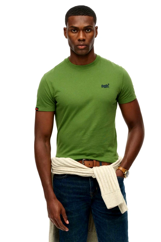 SUPERDRY & CO Superdry ανδρικό T-shirt με κεντημένο λογότυπο Slim Fit "Essential" - M1011245B Πράσινο