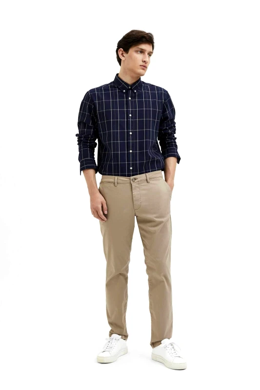 SELECTED Selected ανδρικό παντελόνι chino μονόχρωμο Slim Fit - 16087663 Μπεζ