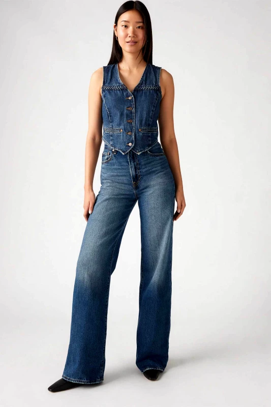 LEVI'S Levi's® γυναικείο τζιν παντελόνι ψηλόμεσο πεντάτσεπο Wide Leg "Ribcage" - A60810012 Denim Blue