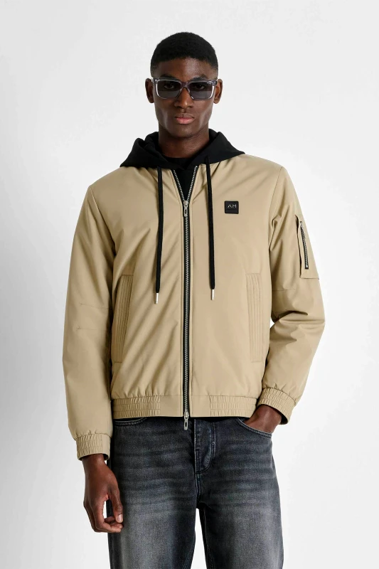 ANTONY MORATO Antony Morato ανδρικό bomber jacket με logo patch Regular Fit - CO00972600309 Μπεζ