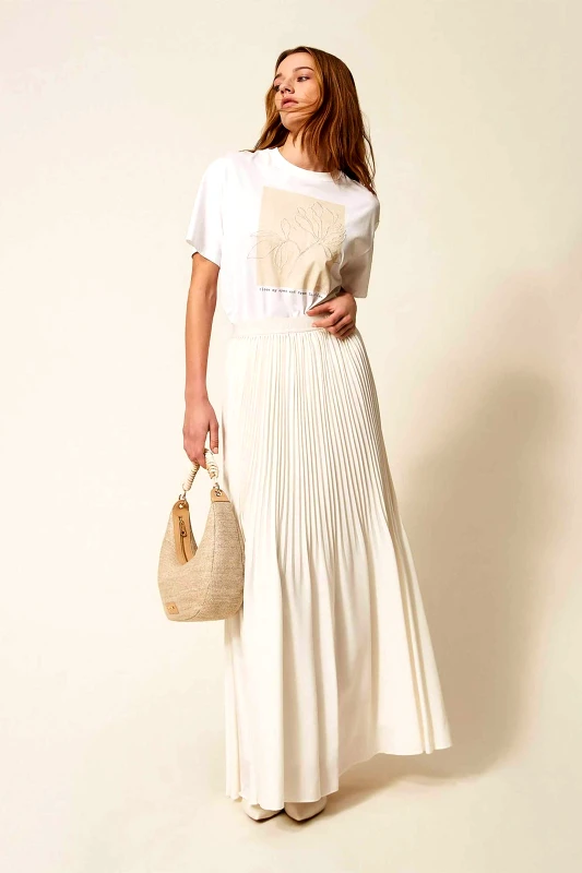 TWINSET Twinset γυναικεία maxi φούστα πλισέ - 261TE2113 Λευκό