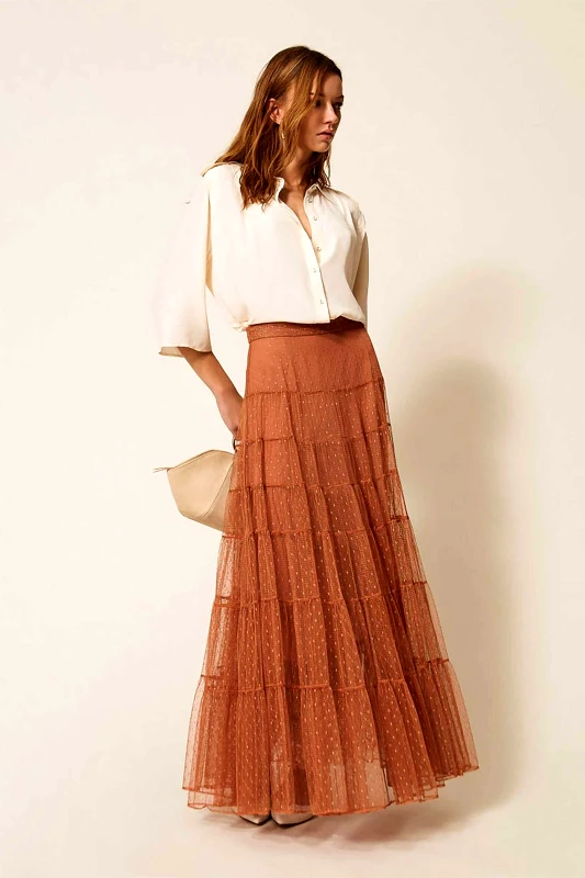 TWINSET Twinset γυναικεία maxi φούστα τούλινη - 261TP2773 Κεραμιδί