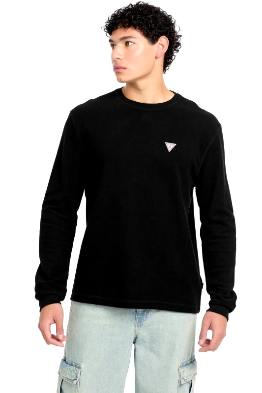 GUESS Guess ανδρική μπλούζα με logo patch Regular Fit - M4BI77KCII1 Μαύρο