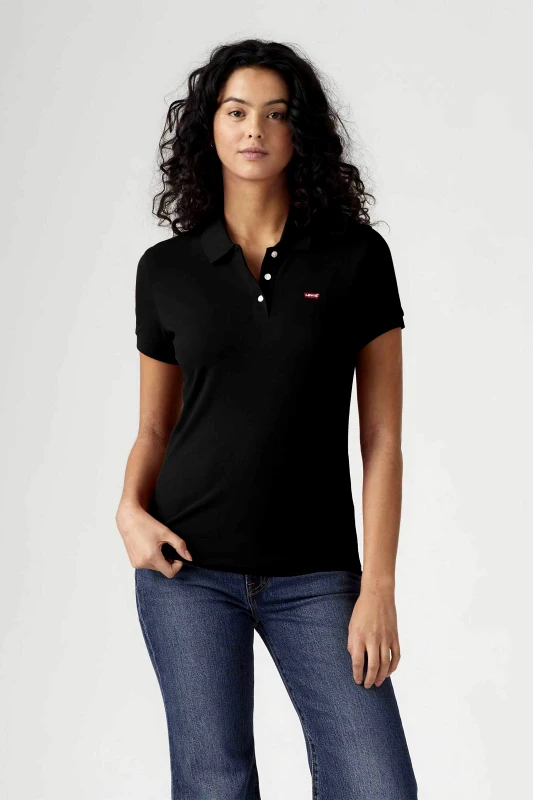 LEVI'S Levi's® γυναικεία μπλούζα πόλο πικέ με λογότυπο Slim Fit - 525990046 Μαύρο