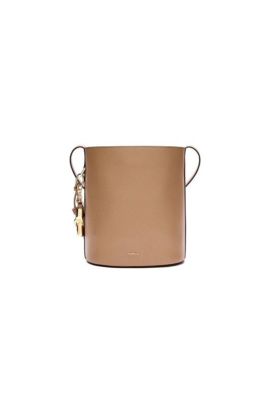 FURLA Furla γυναικεία δερμάτινη τσάντα ώμου "Roxie Bucket S" - WB01875-ARE000 Μπεζ