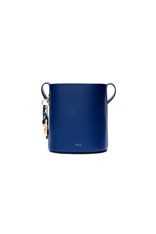 FURLA Furla γυναικεία δερμάτινη τσάντα ώμου "Roxie Bucket S" - WB01875-ARE000 Μπλε
