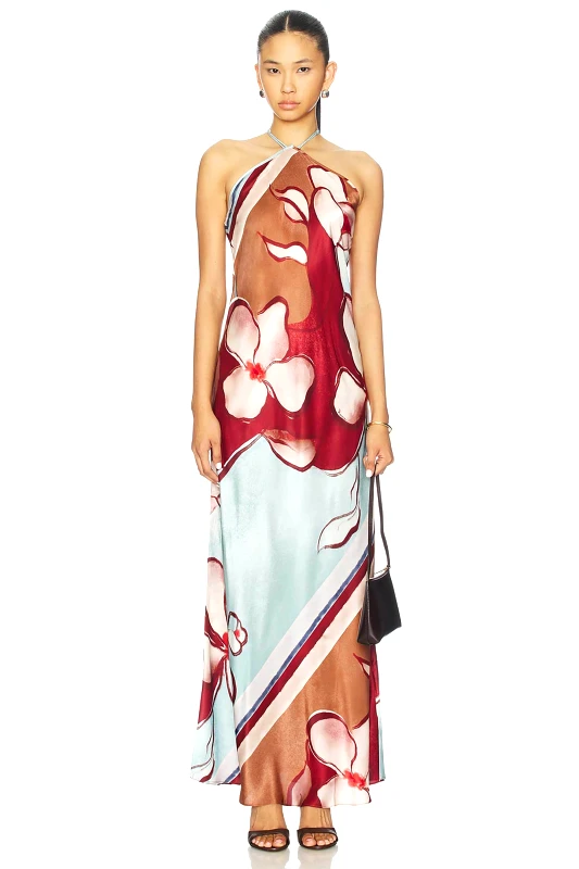 ROAME Roame γυναικείο maxi φόρεμα με floral print "Tulula" - R26D238 Πολύχρωμο