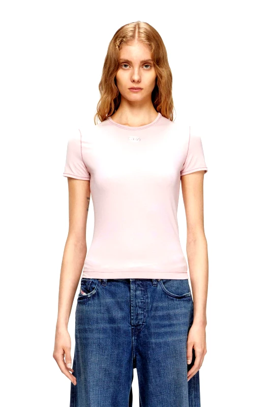 DIESEL Diesel γυναικείο T-shirt Slim Fit "T-Uncutieslong-Οd" - S26A199170AHQH Ροζ