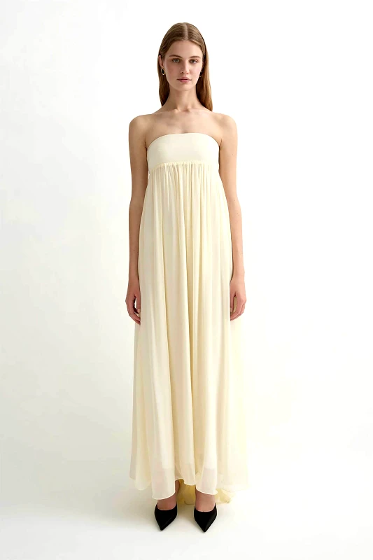 POSSE Posse γυναικείο maxi φόρεμα strapless "Solene" - PS1744-BTY Κίτρινο Ανοιχτό