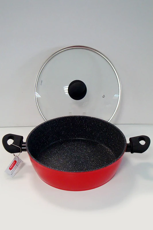 COOK SHOP Cook-Shop πλακερό αντικολλητικό κόκκινο "Marblestone" 30 cm - 30003964