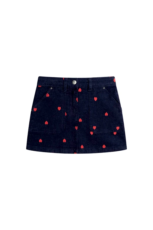 DPAM DPAM παιδική denim φούστα για κορίτσια "Dark Hearts" - 370520 Denim Blue Σκούρο