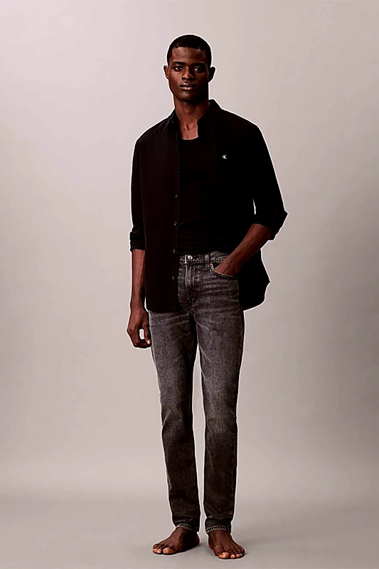 CALVIN KLEIN JEANS Calvin Klein Jeans ανδρικό τζιν παντελόνι πεντάτσεπο Tapered Fit - LV04RD702G Γκρι