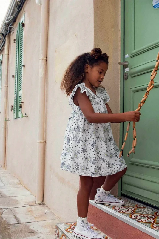 DPAM DPAM παιδικό φόρεμα για κορίτσια "Black Pattern" - 373276 Λευκό
