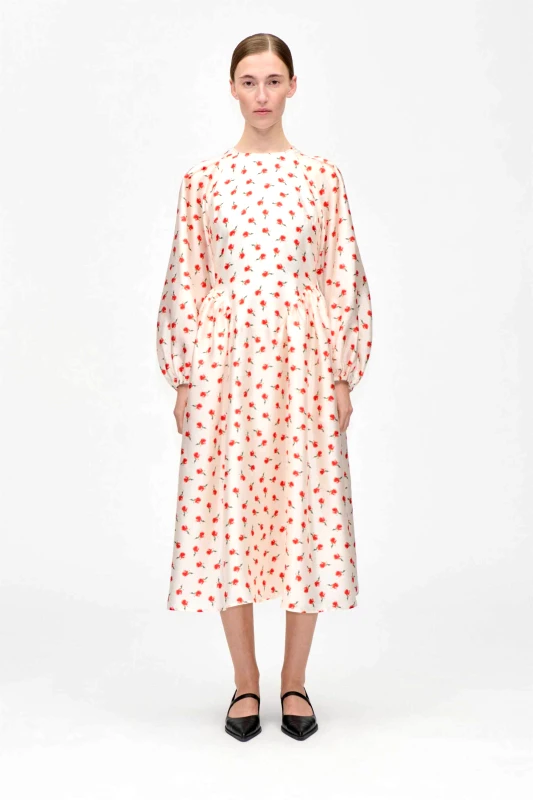 STINE GOYA Stine Goya γυναικείο midi φόρεμα με floral print "Ditzy Petunia" - SG-PS26-D211-2067 Εκρού