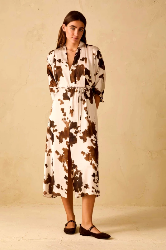 PENNYBLACK Pennyblack γυναικείο φόρεμα midi με cow print "Pbbboario" - 2611221163200 Εκρού