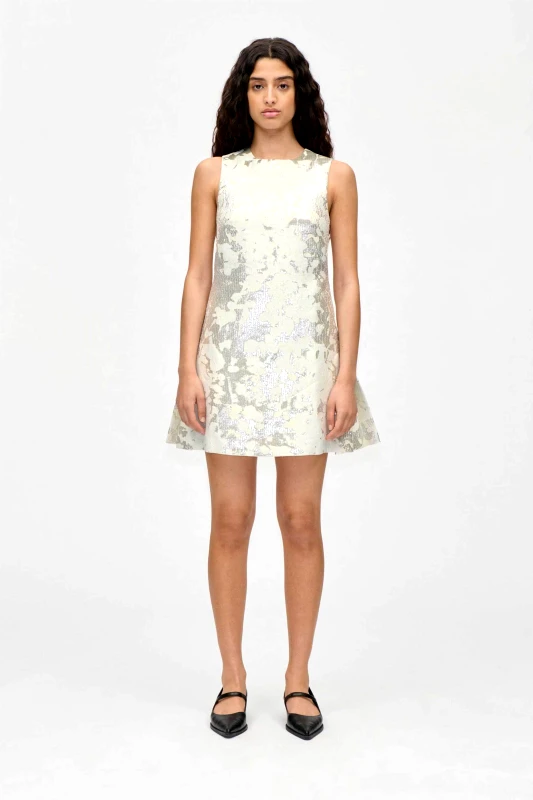 STINE GOYA Stine Goya γυναικείο mini φόρεμα metallic jacquard "Lurex Garden" - SG-PS26-D203-2461 Ασημί