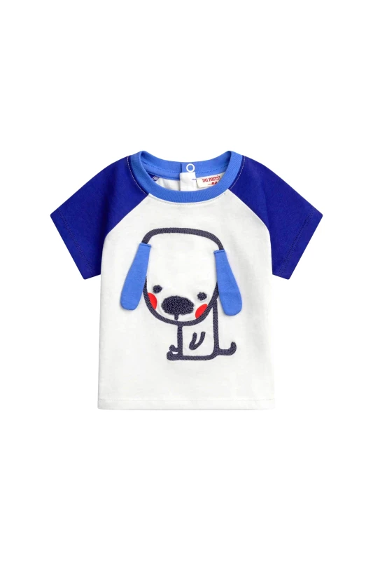 DPAM DPAM βρεφική μπλούζα για αγόρια "Blue Puppy" - 370701 Λευκό