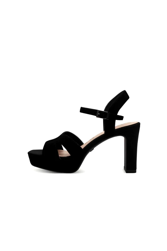 TAMARIS Tamaris γυνακεία suede πέδιλα με χοντρό τακούνι - 1-28309-42 Μαύρο