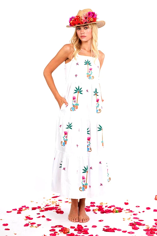 NIMO WITH LOVE Nimo With Love γυναικείο midi φόρεμα με print "Cornflower" - Cornflower Dress Λευκό