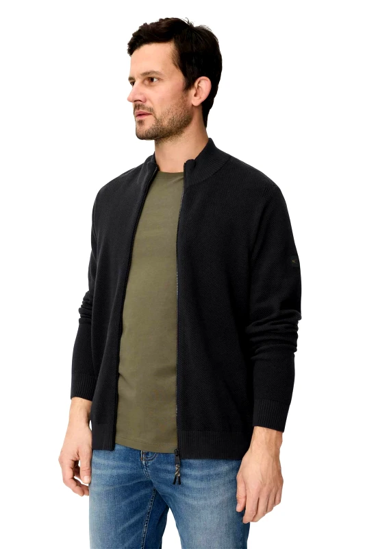 CAMEL ACTIVE Camel Active ανδρική πλεκτή ζακέτα structured με ψηλό λαιμό Regular Fit - C261-409501-7K01 Μπλε Σκούρο