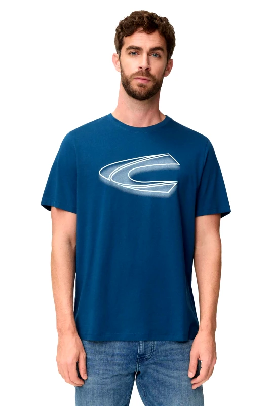 CAMEL ACTIVE Camel Active ανδρικό T-shirt με monogram print Regular Fit - C261-409700-7T02 Μπλε