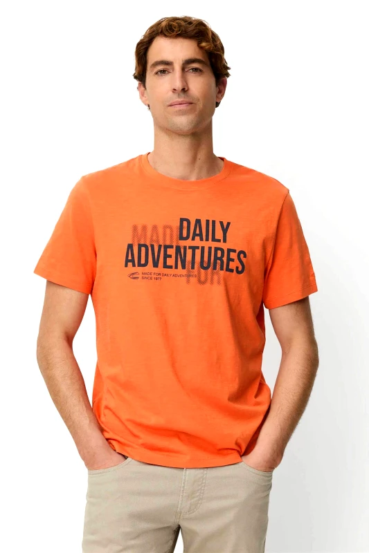 CAMEL ACTIVE Camel Active ανδρικό T-shirt με lettering Relaxed Fit - C261-409700-7T17 Πορτοκαλί