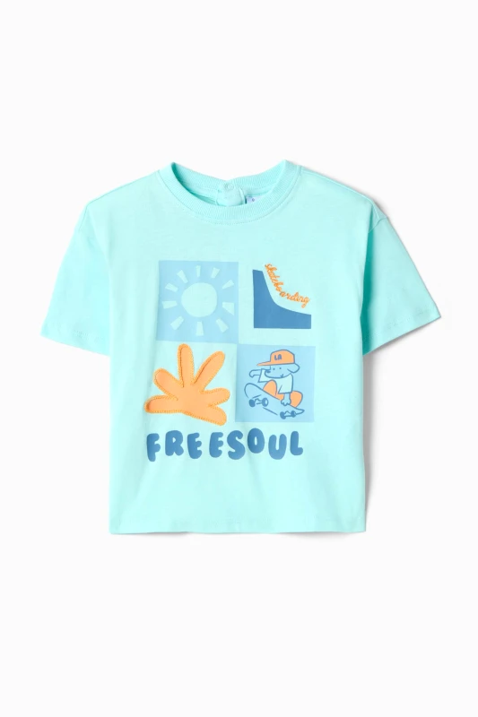 OVS KIDS OVS βρεφικό T-shirt με print Οversized Fit - 002575230 Γαλάζιο