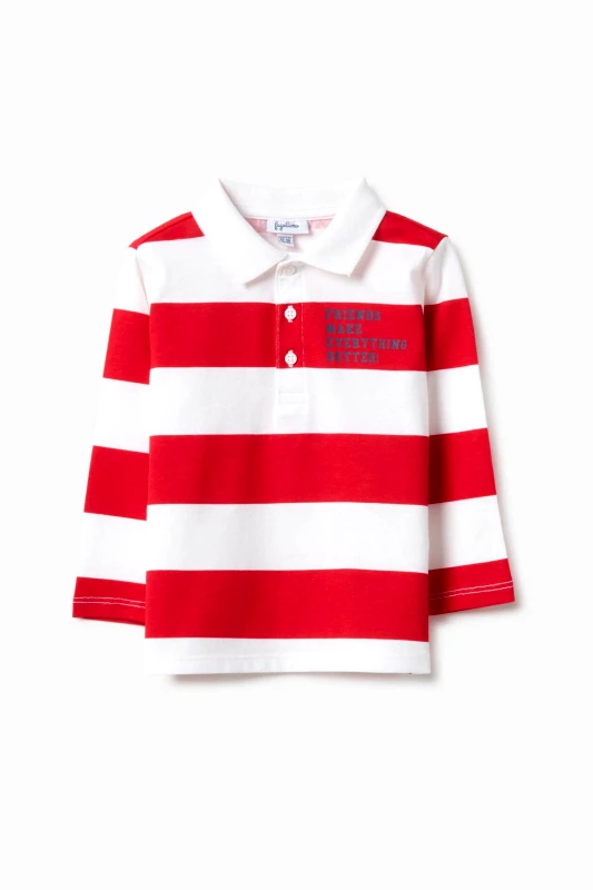 OVS KIDS OVS βρεφική μπλούζα πόλο με ριγέ σχέδιο Regular Fit - 002515408 Κόκκινο