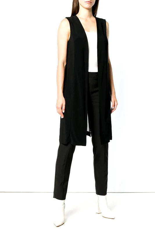 DKNY DKNY γυναικεία αμάνικη ζακέτα μονόχρωμη με διαφάνεια - W3319DKA Μαύρο