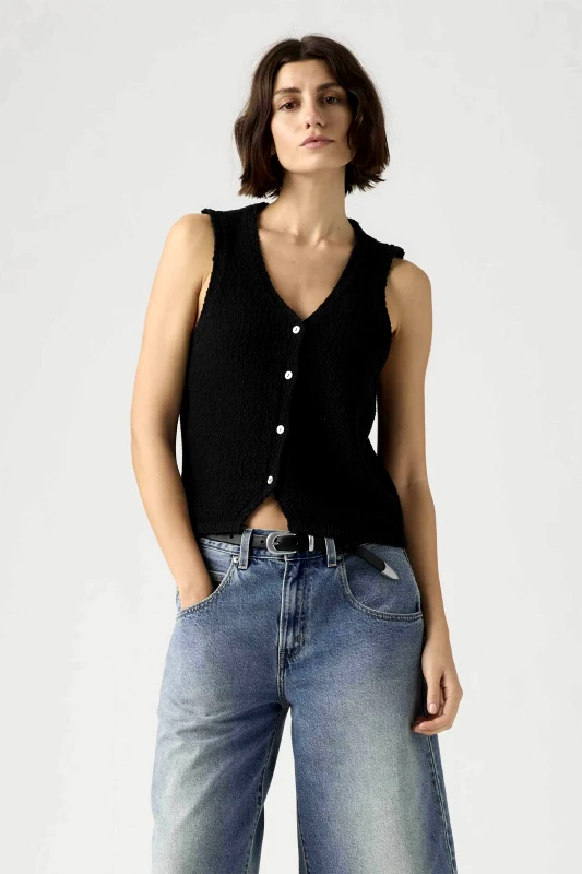 LEVI'S Levi's® γυναικείο γιλέκο μπουκλέ Standard Fit "Helen Mini" - 005AB0001 Μαύρο