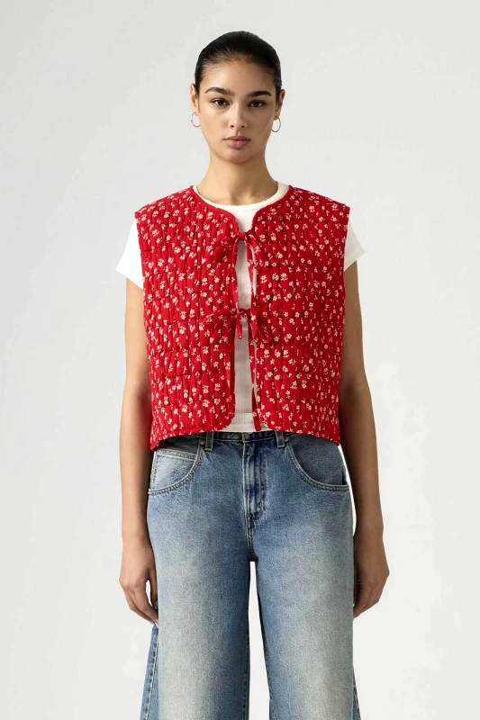 LEVI'S Levi's® γυναικείο γιλέκο με all-over print Standard Fit "Rue Liner" - 005AT0000 Κόκκινο