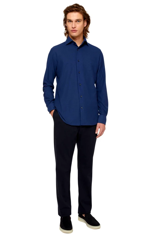 BOGGI MILANO Boggi Milano ανδρικό παντελόνι μονόχρωμο Straight Fit - BO24P059303 Μπλε Σκούρο