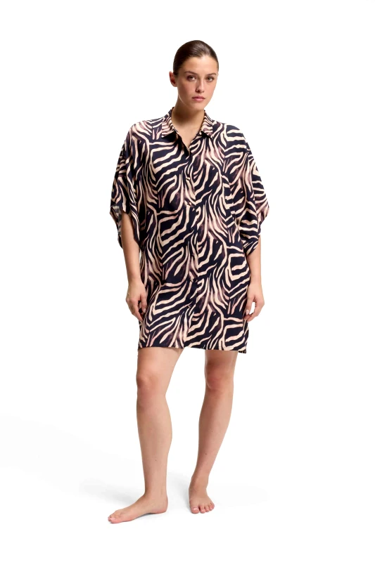 HUGO Hugo Boss γυναικείο καφτάνι με print - 50561289 Ασπρόμαυρο