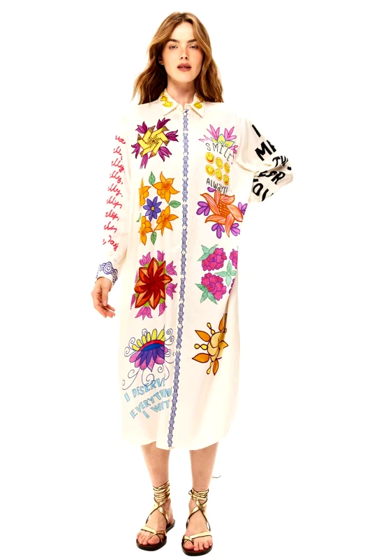 ME369 ME369 γυναικείο midi φόρεμα σεμιζιέ με print "Vivi Markers" - 70896/SS26 Πολύχρωμο