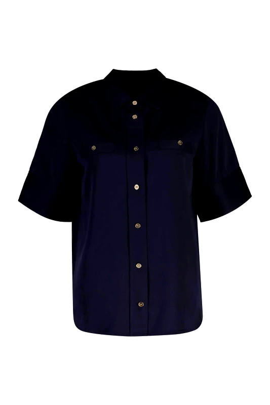 GANT Gant γυναικείο κοντομάνικο πουκάμισο Regular Fit - 4300668 Μπλε Σκούρο