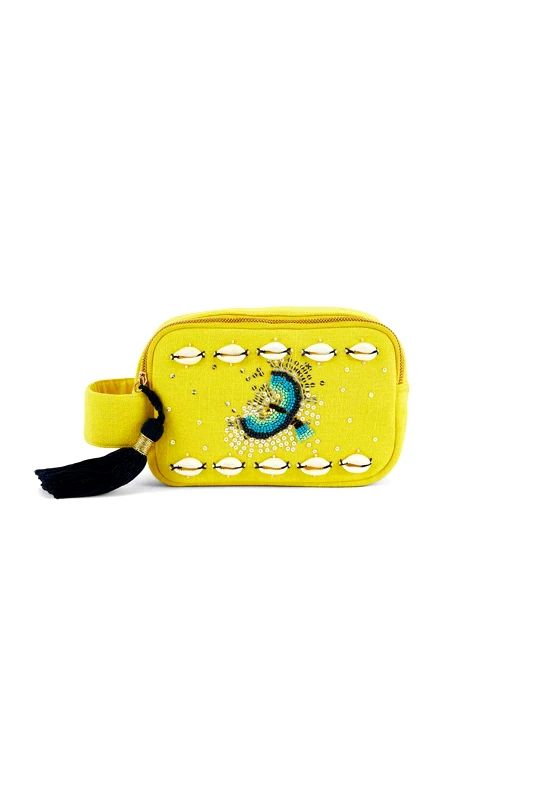 WILD PARIS Wild Paris γυναικείο clutch με κέντημα "Ysia" - YSIA/SS26 Κίτρινο