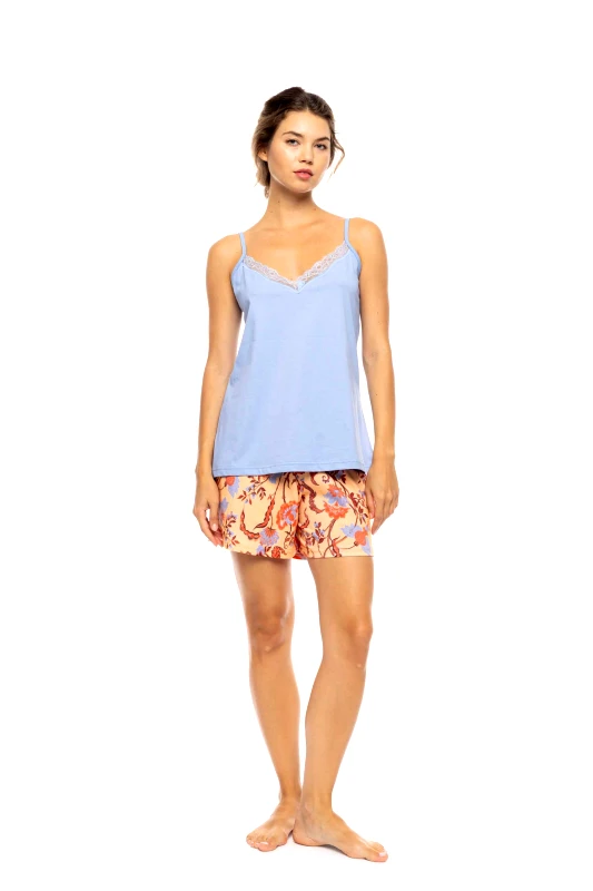 PINK LABEL Pink Label γυναικείο babydoll "Tropical Flower" - S1611 Μπλε